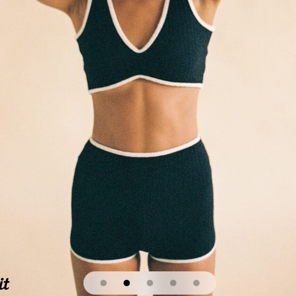 Black Cream Binded Terry Rib Micro Bike Short - Small